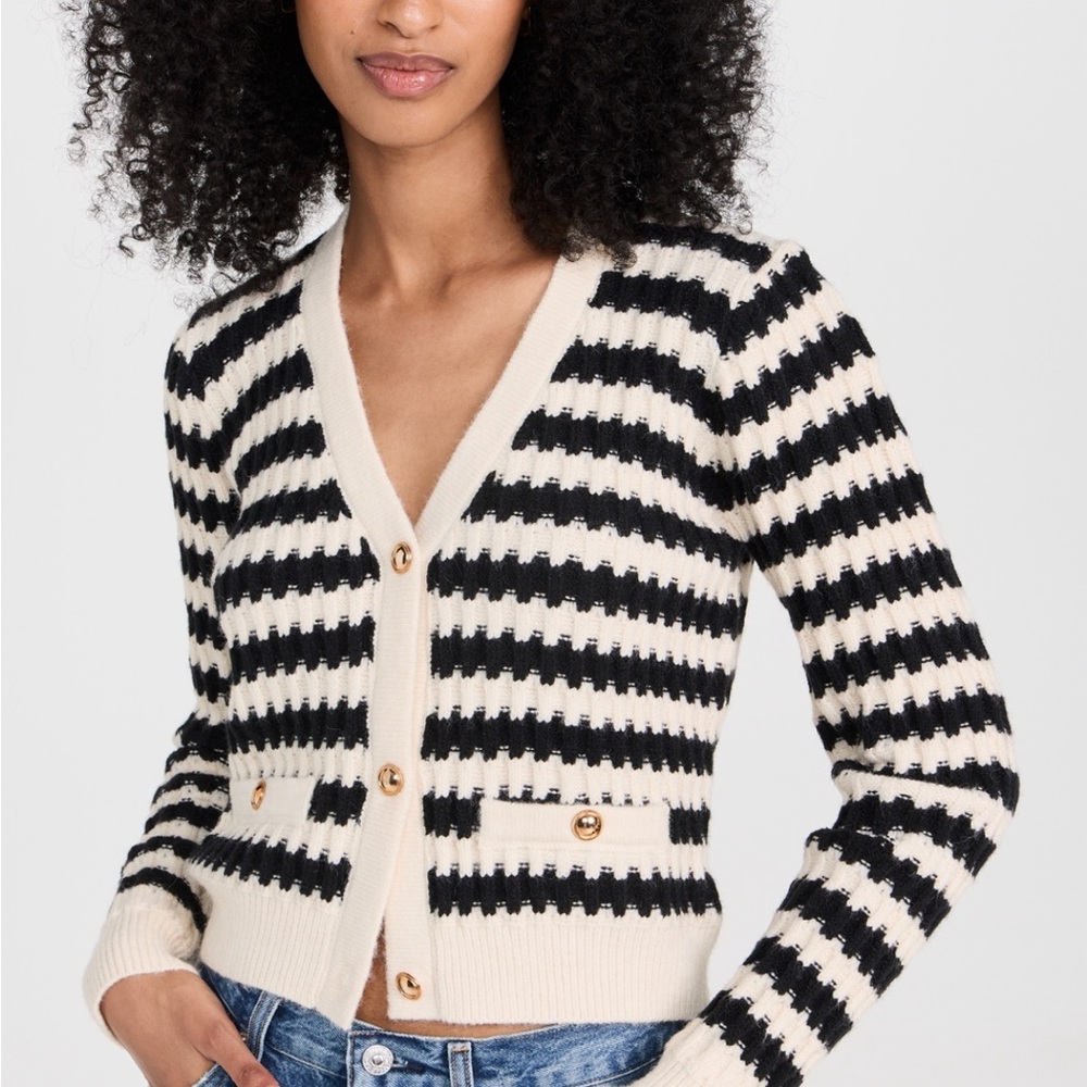 Line & Dot Black and Cream Striped Cardigan